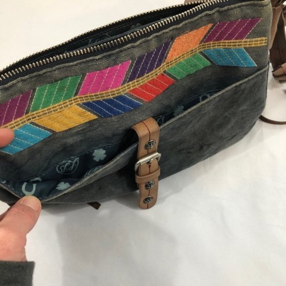 Lucky Brand Denim & Leather Boho Mini Shoulder Bag - Picture 4 of 11